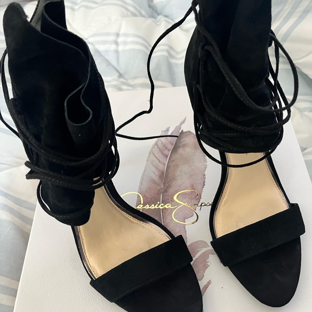Jessica Simpson Black Lace-Up Heels
